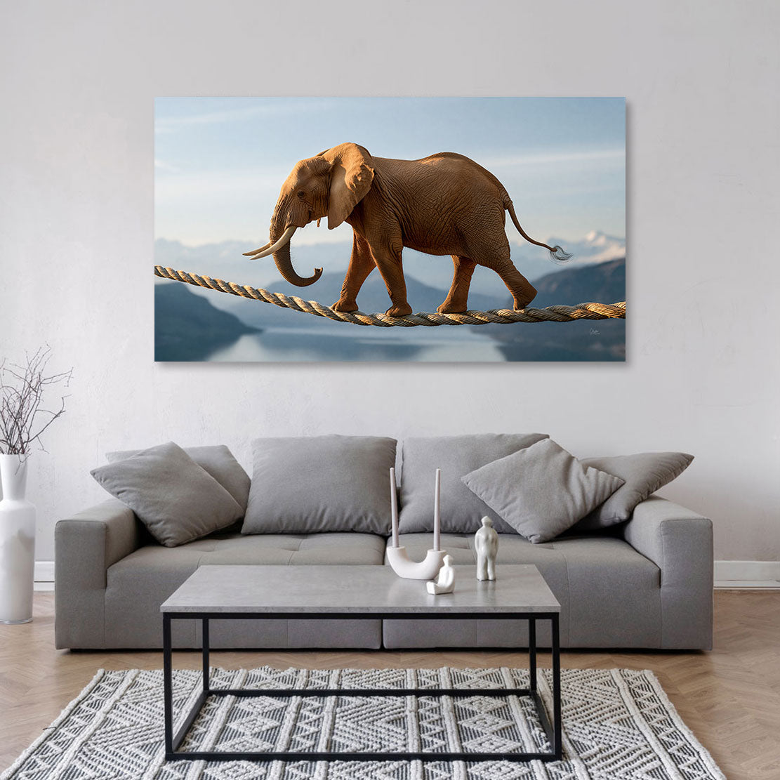 Elefant Balance Wandbild