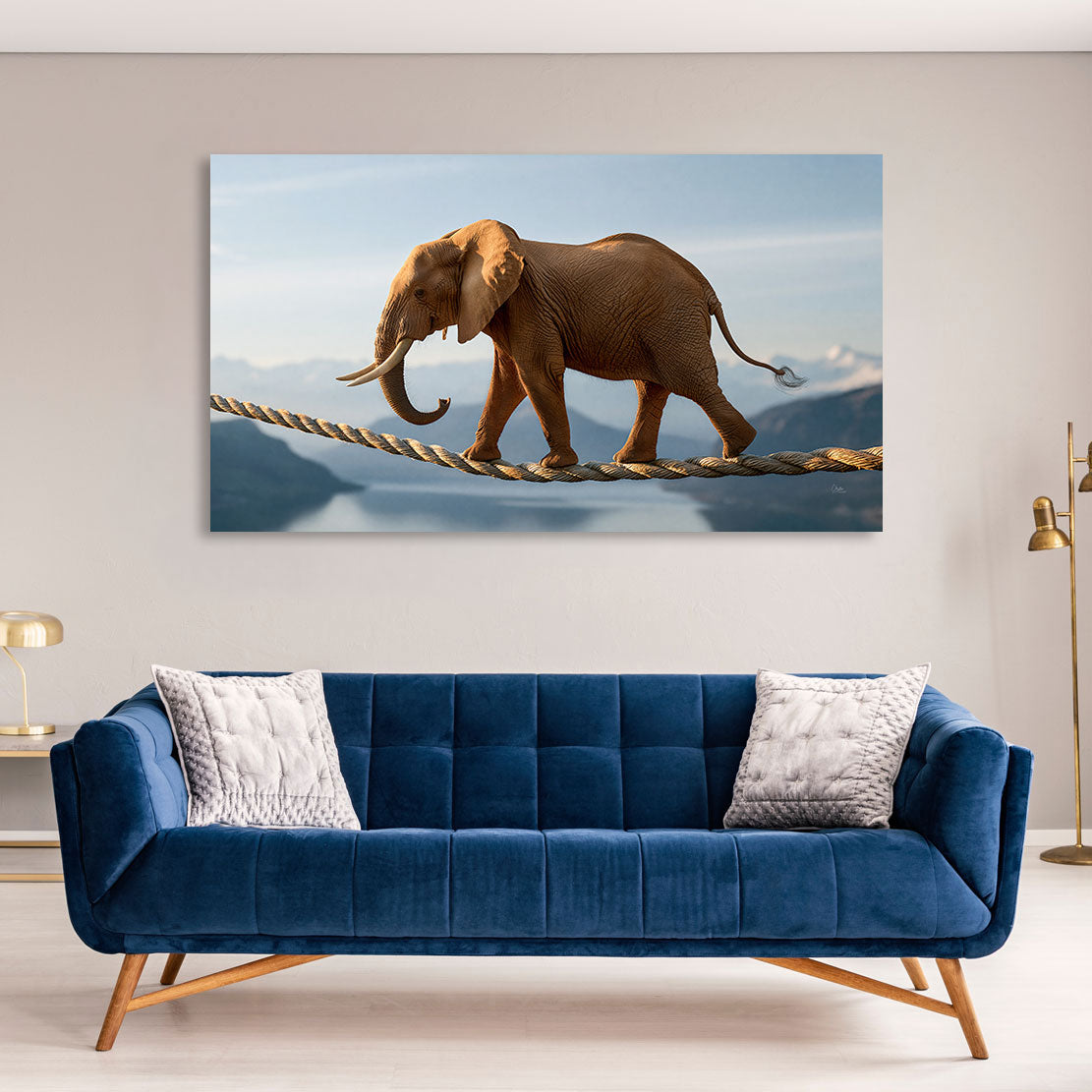 Elefant Balance Wandbild