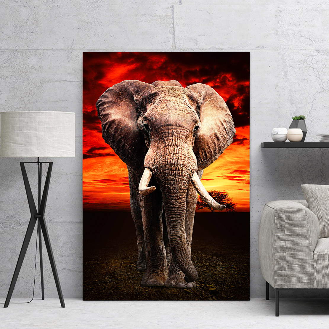 Wandbild Leinwandbild Elefant Sky