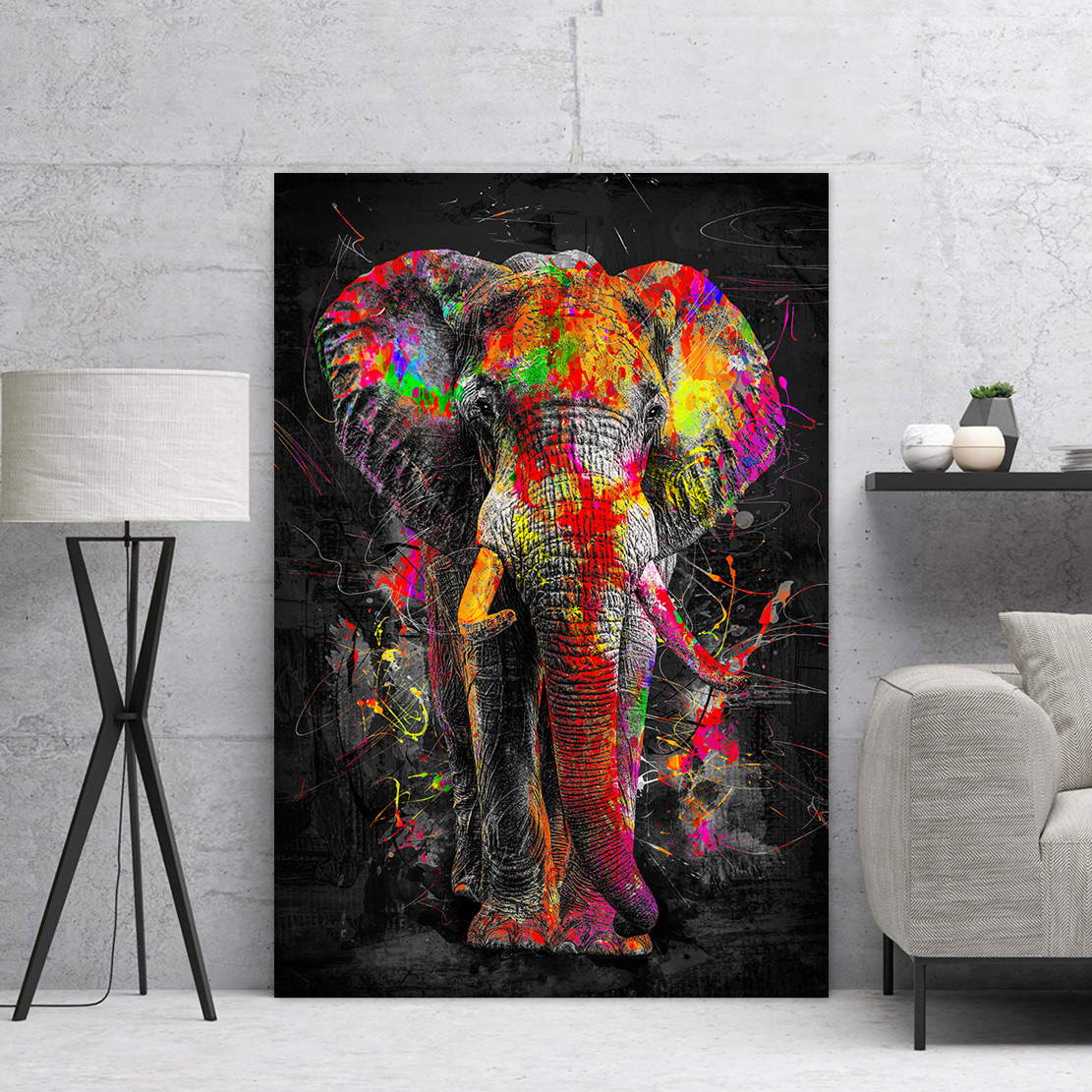 Wandbild Leinwandbild Elefant Abstrakt