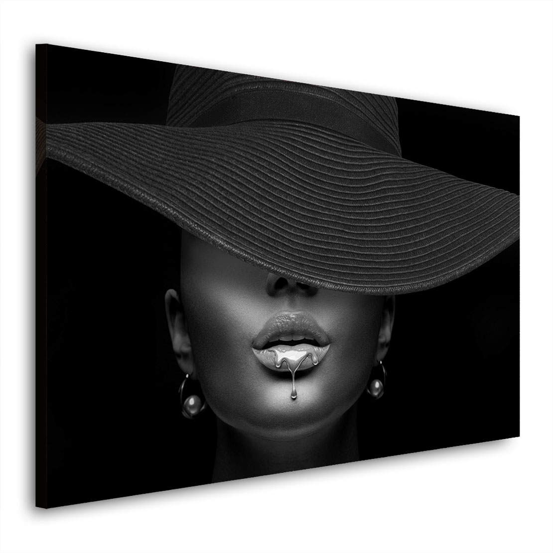 Wandbild Leinwandbild Erotische Lippen Black and White
