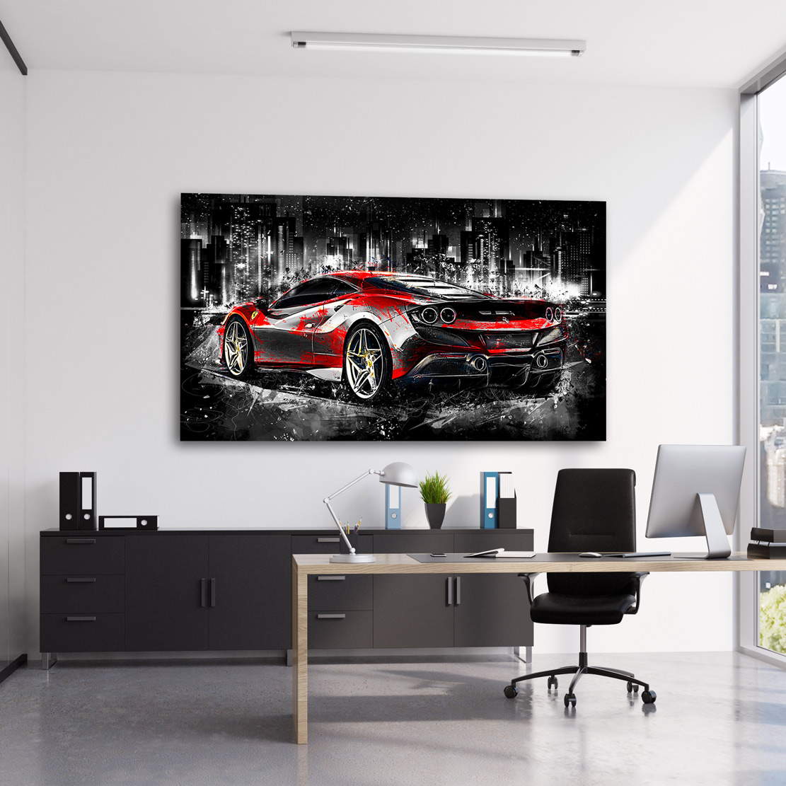 Auto Leinwandbild Ferrari F8 Abstrakt
