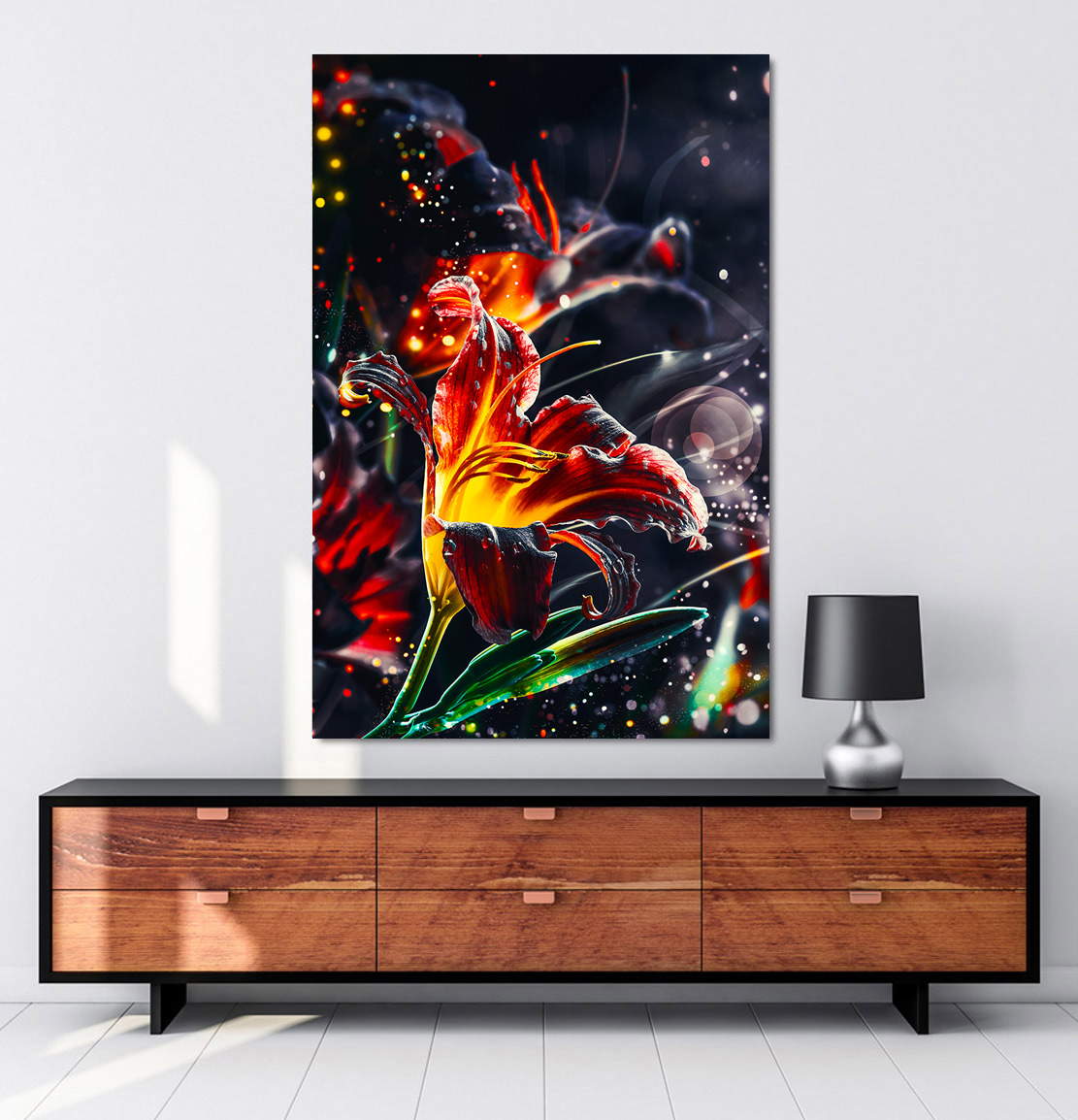 Wandbild Leinwandbild Lilie Dark Style