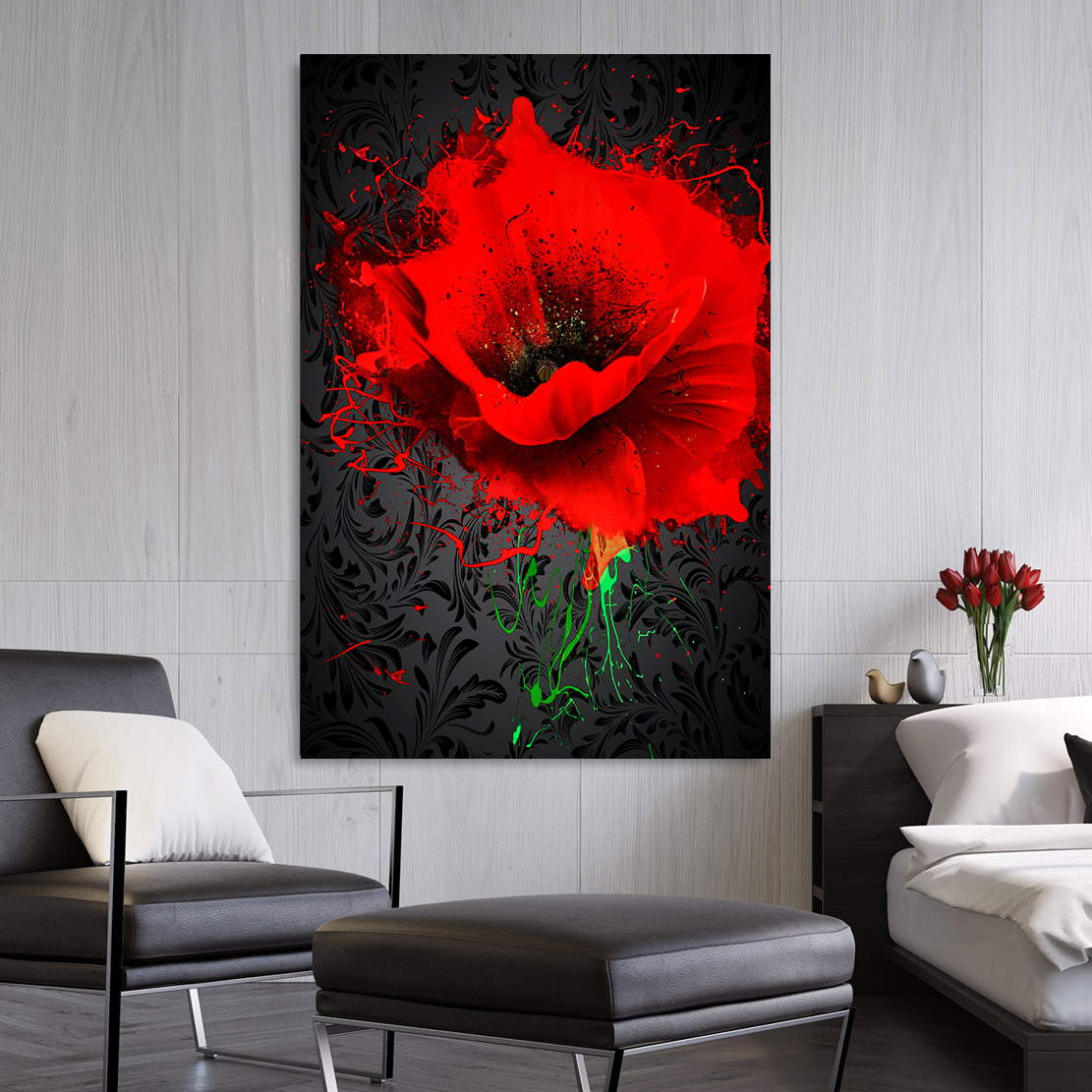Wandbild Rote Rose Abstrakt