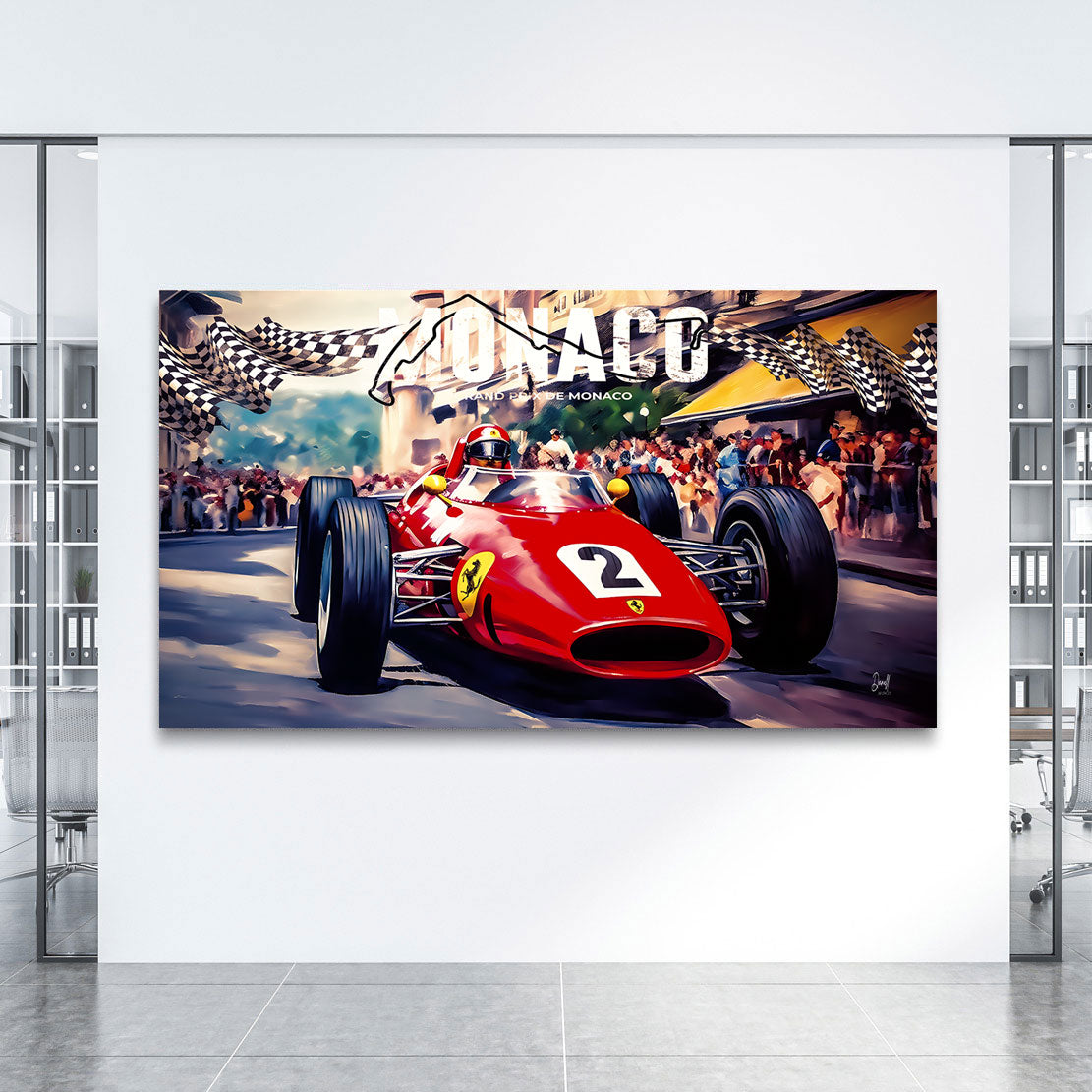 Auto Leinwandbild Ferrari Monaco Grand Prix Retro Style