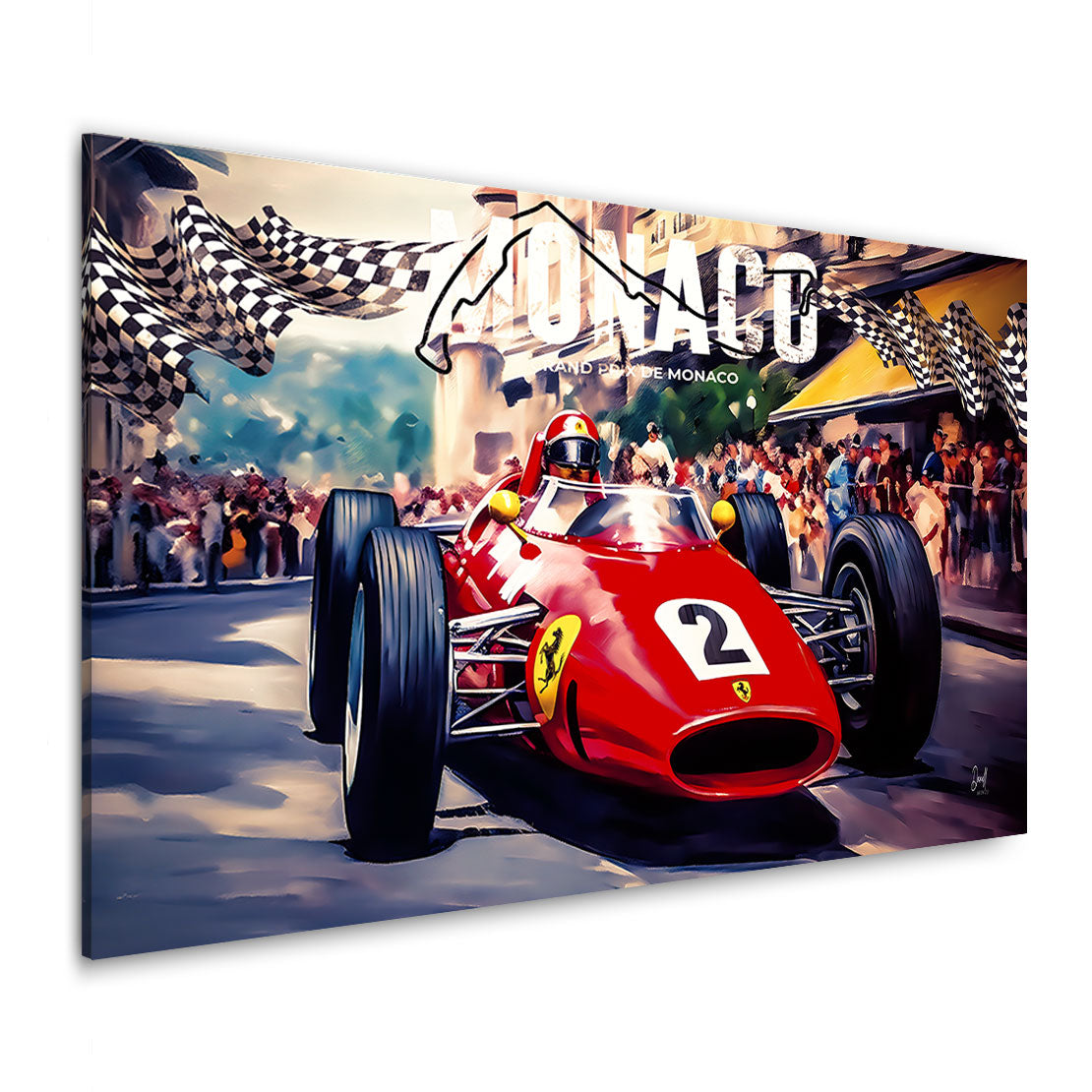 Auto Leinwandbild Ferrari Monaco Grand Prix Retro Style