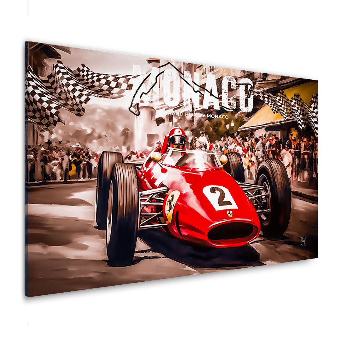 Auto Leinwandbild Ferrari Monaco Grand Prix Vintage Style