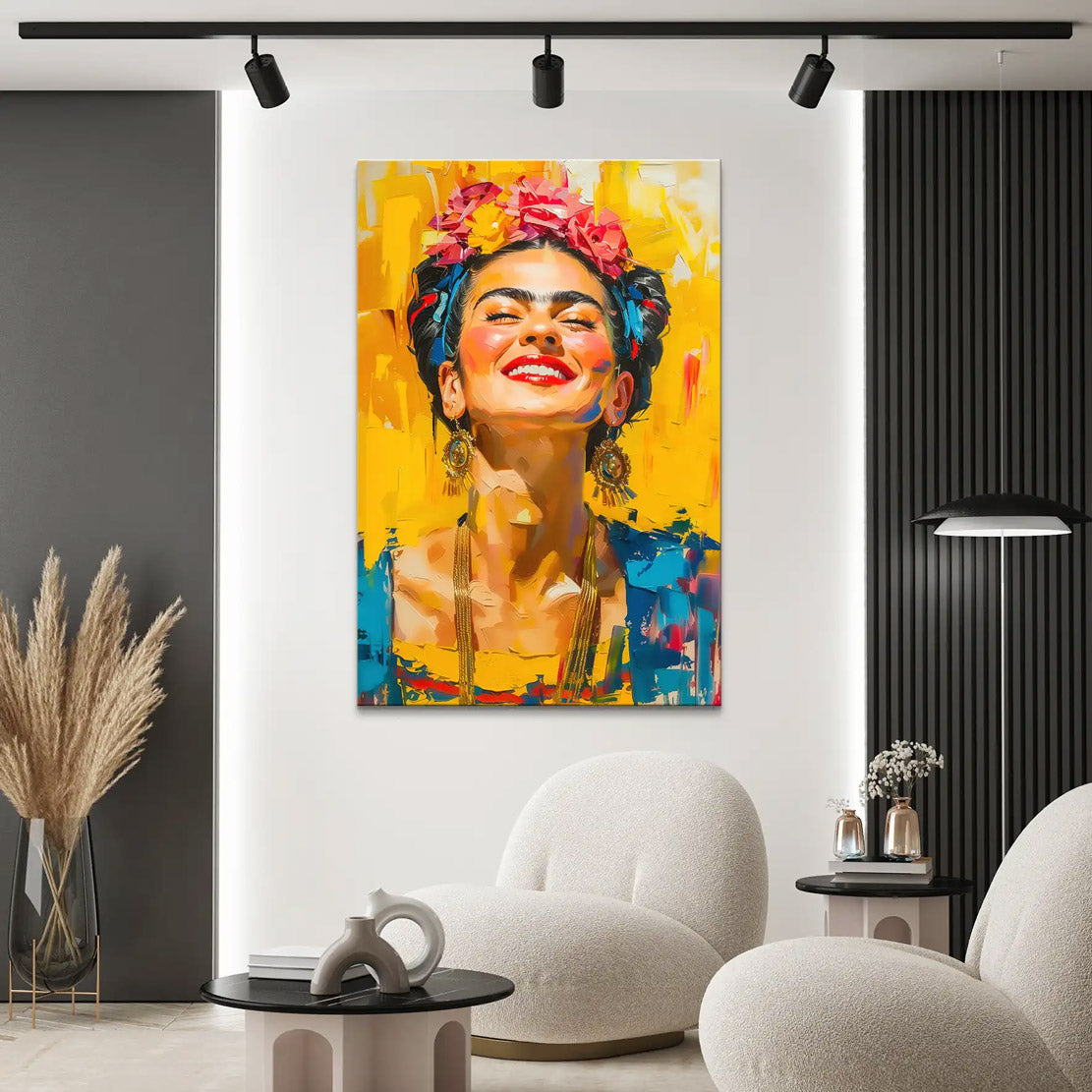 Wandbild Lachende Frida Kahlo