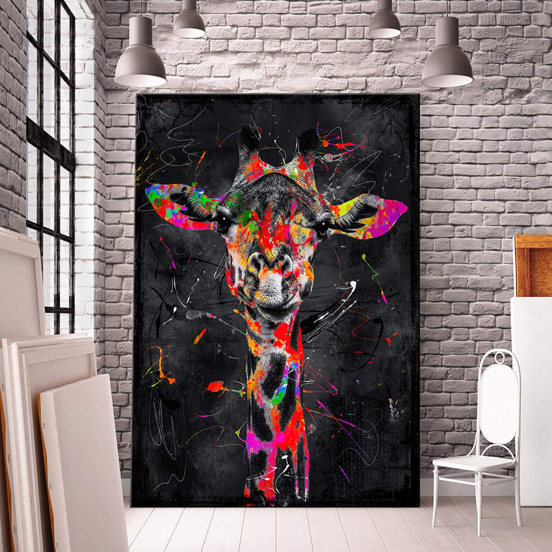 Wandbild Giraffe Abstrakt