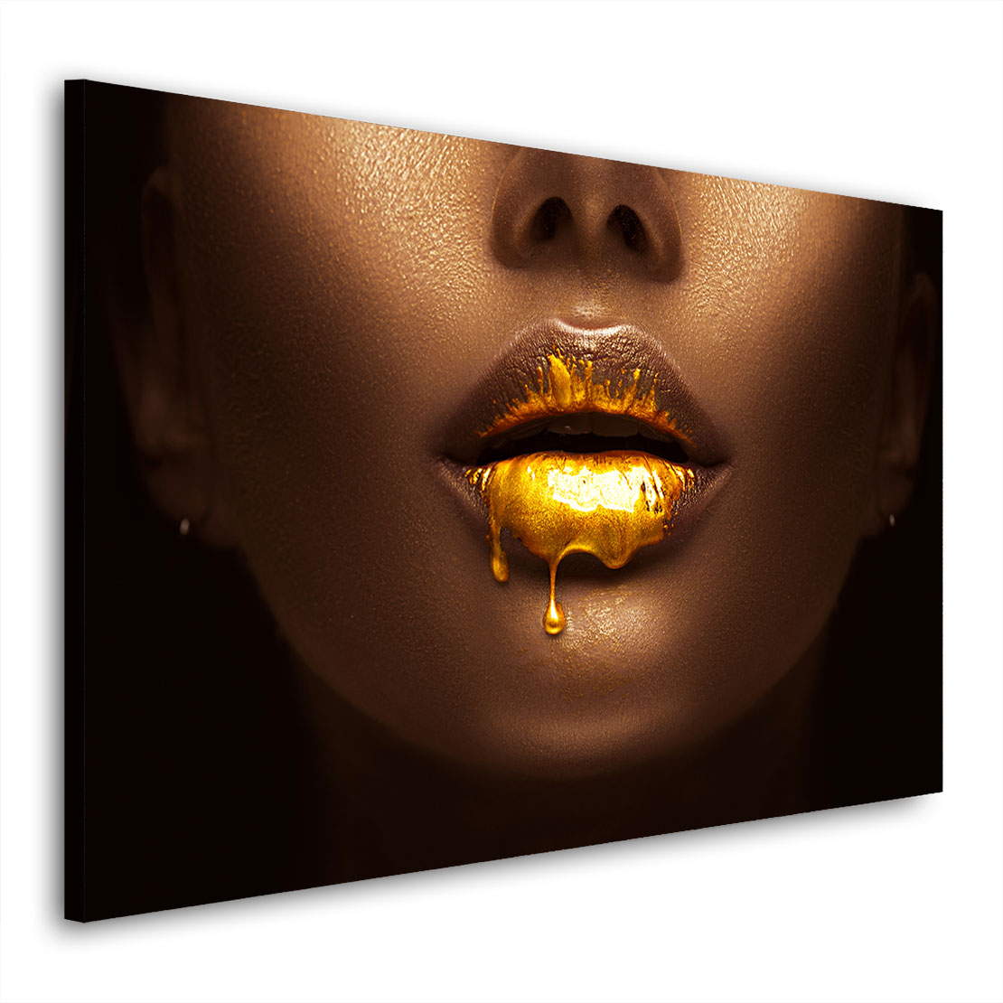 Wandbild Leinwandbild golden Lips