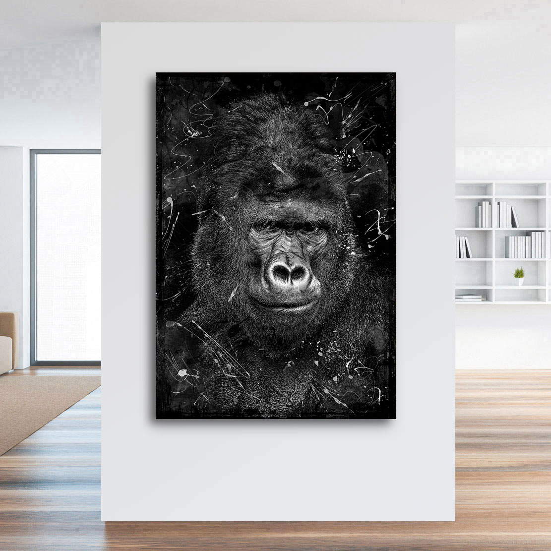 Wandbild Leinwandbild Gorilla Abstrakt Black and White