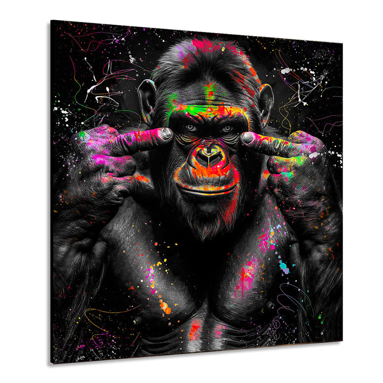 Tier Wandbild Gorilla Abstrakt zeigt Mittelfinger
