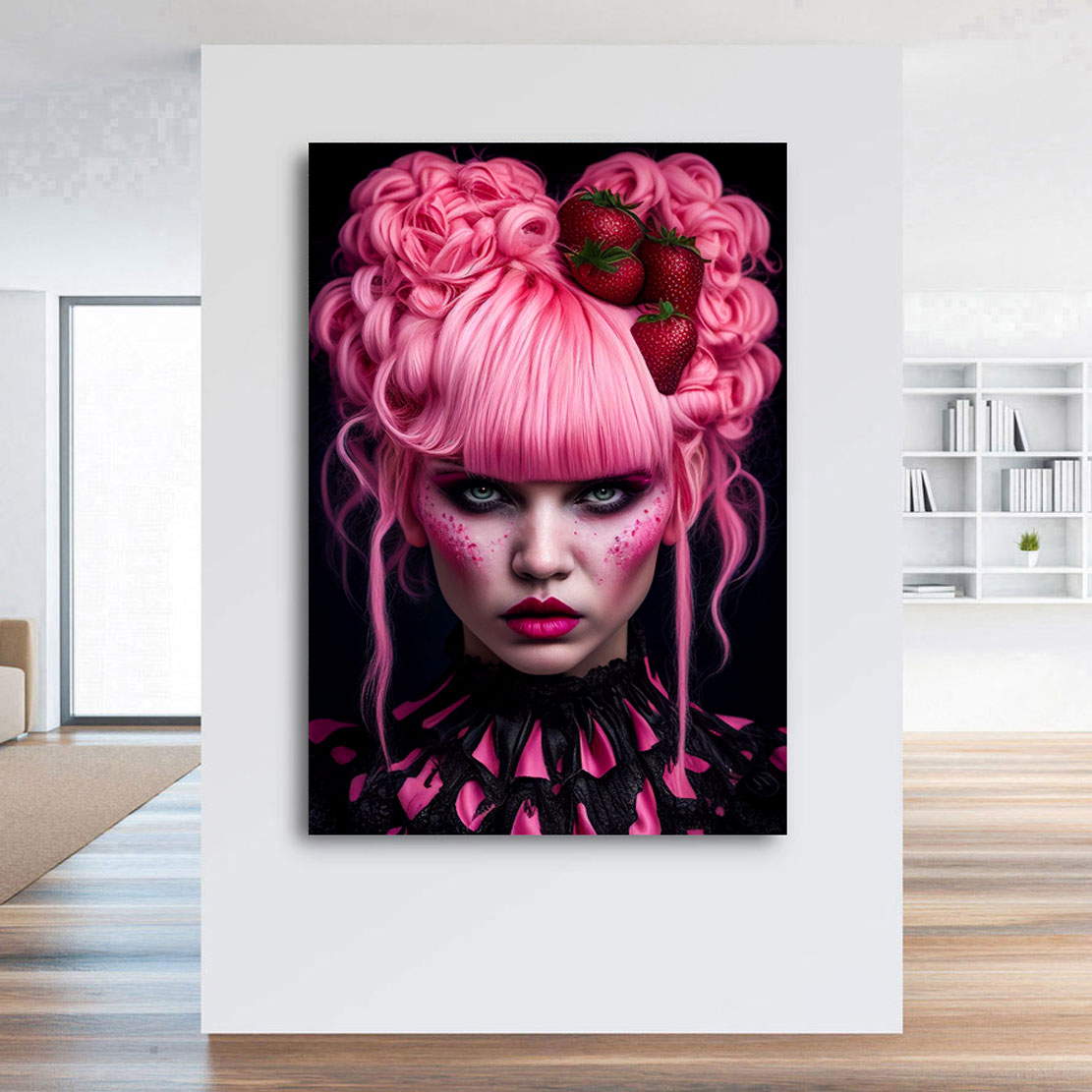 Leinwandbild Pink Girl im Erdbeerlook