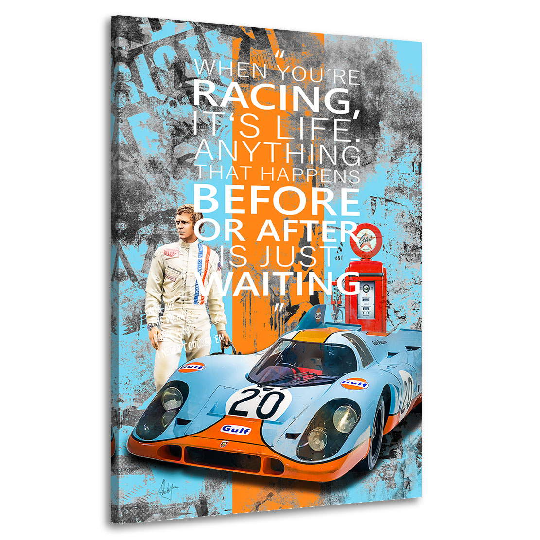 Leinwandbild Steve McQueen Racing Pop Art Style