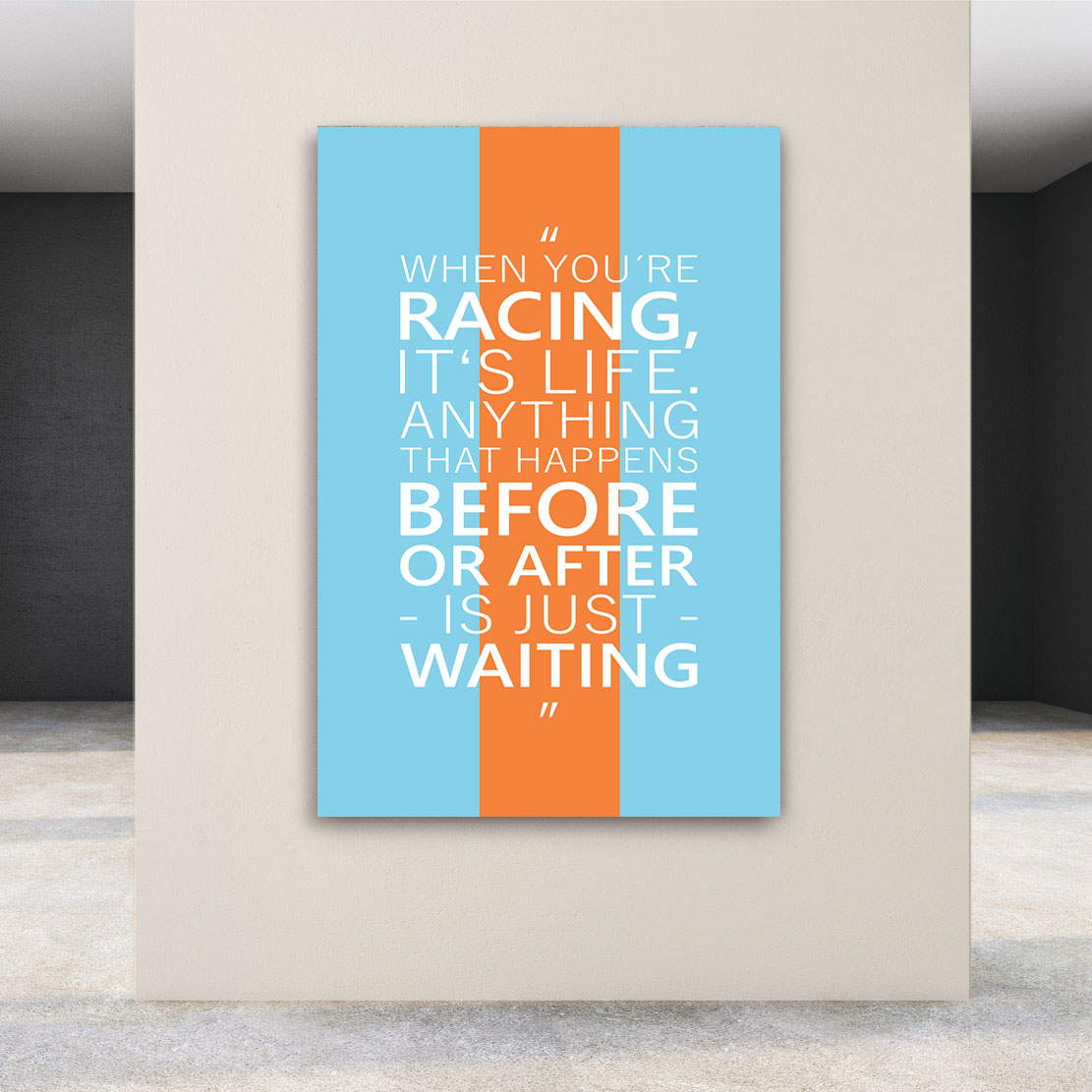 Leinwandbild Gulf Racing Zitat Pop Art
