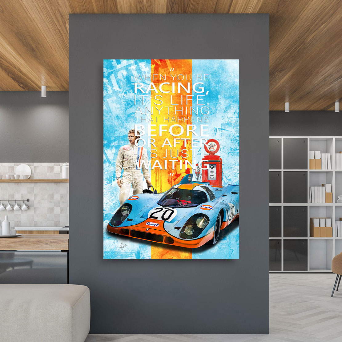 Leinwandbild Steve McQueen Gulf Racing Pop Art