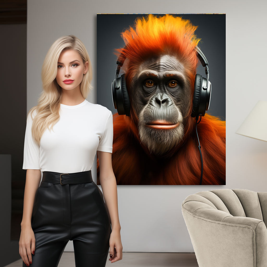 Music Monkey Wandbild