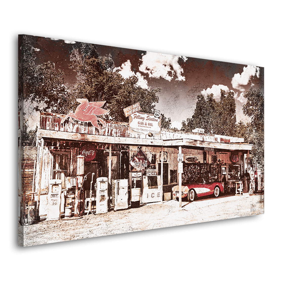 Leinwandbild Route 66 Filling Station Retro