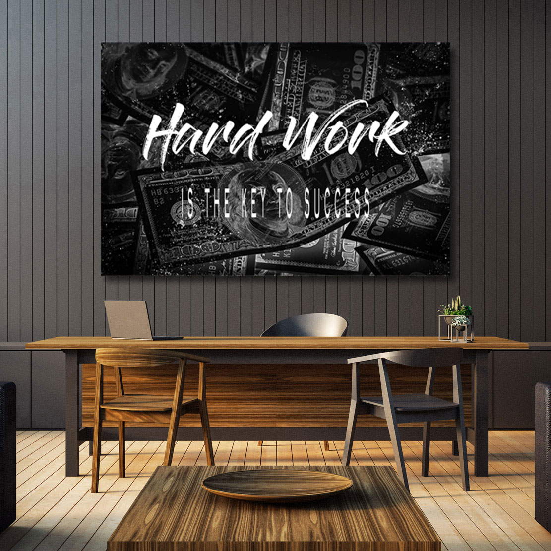 Wandbild Leinwandbild Hard Work Zitat