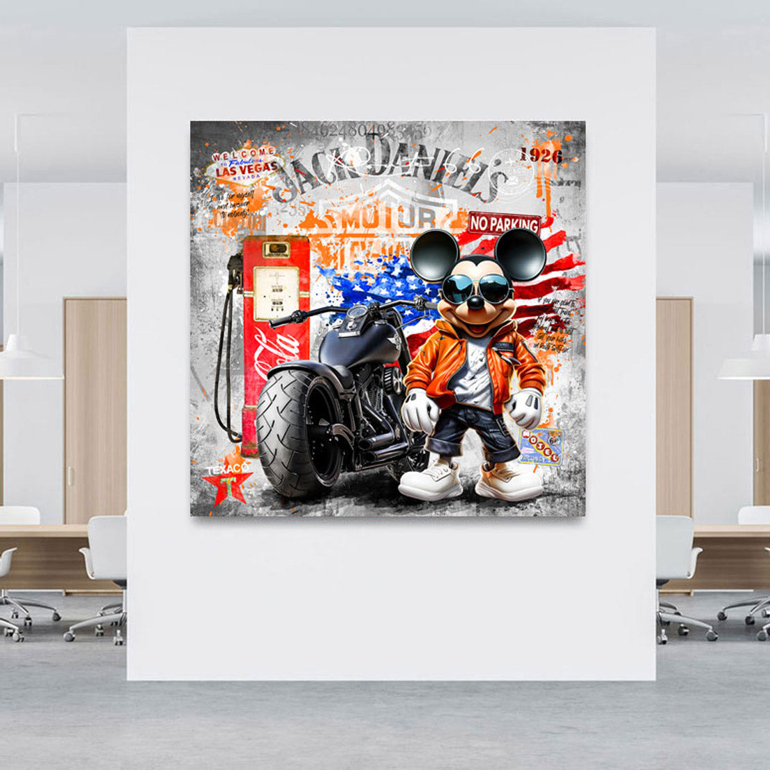 Pop Art Wandbild Micky Harley Route 66