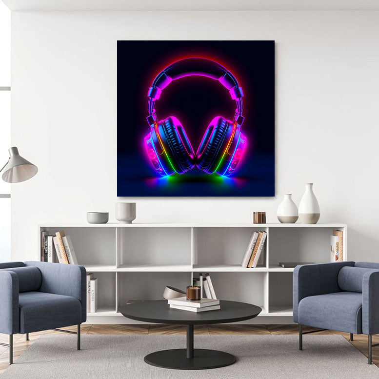 Musik Wandbild Neon Headphones
