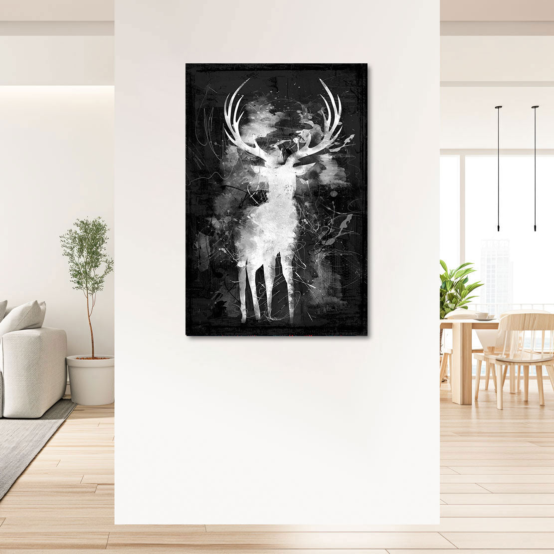 Wandbild Leinwandbild Hirsch Abstrakt Black