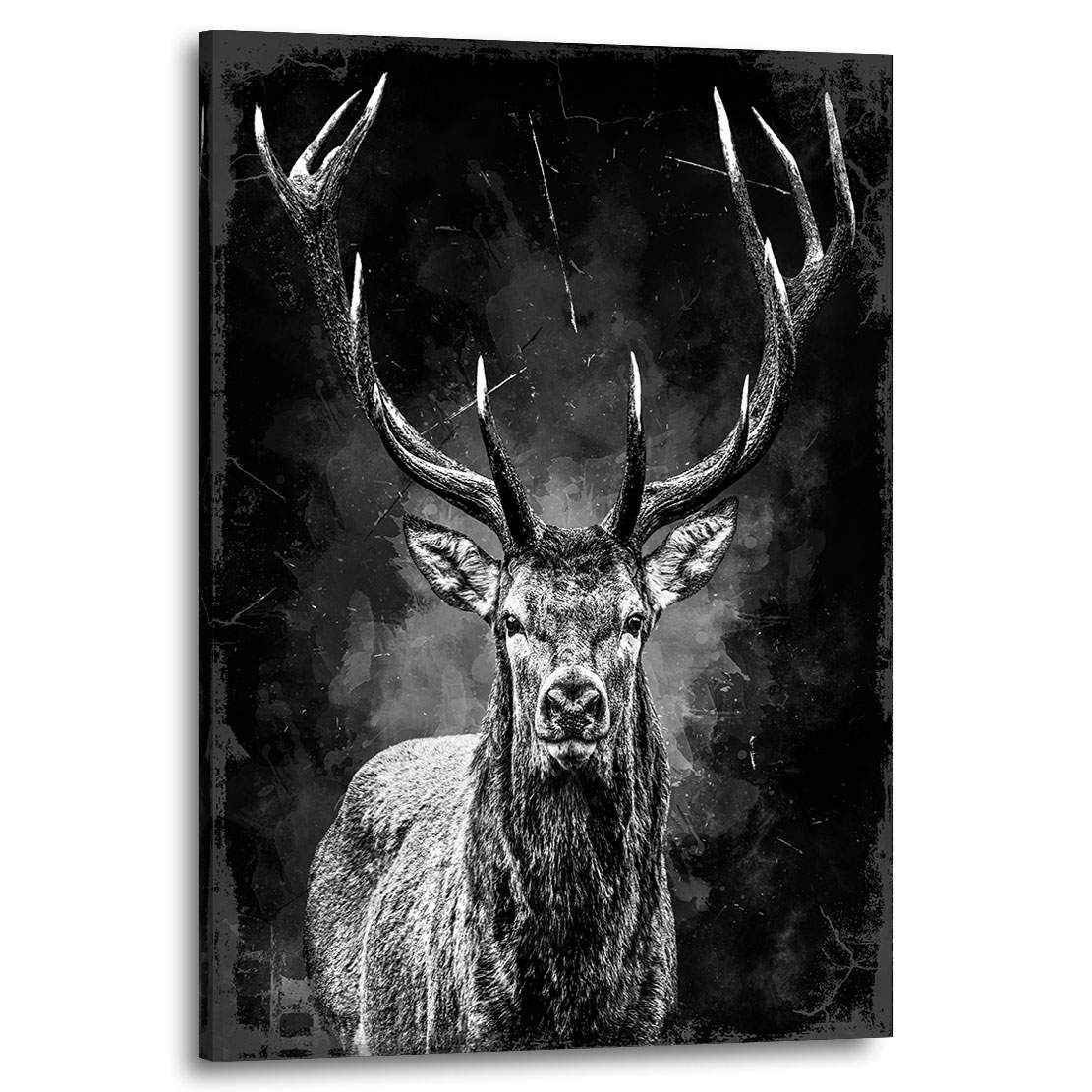 Wandbild Leinwandbild Hirsch Black Style