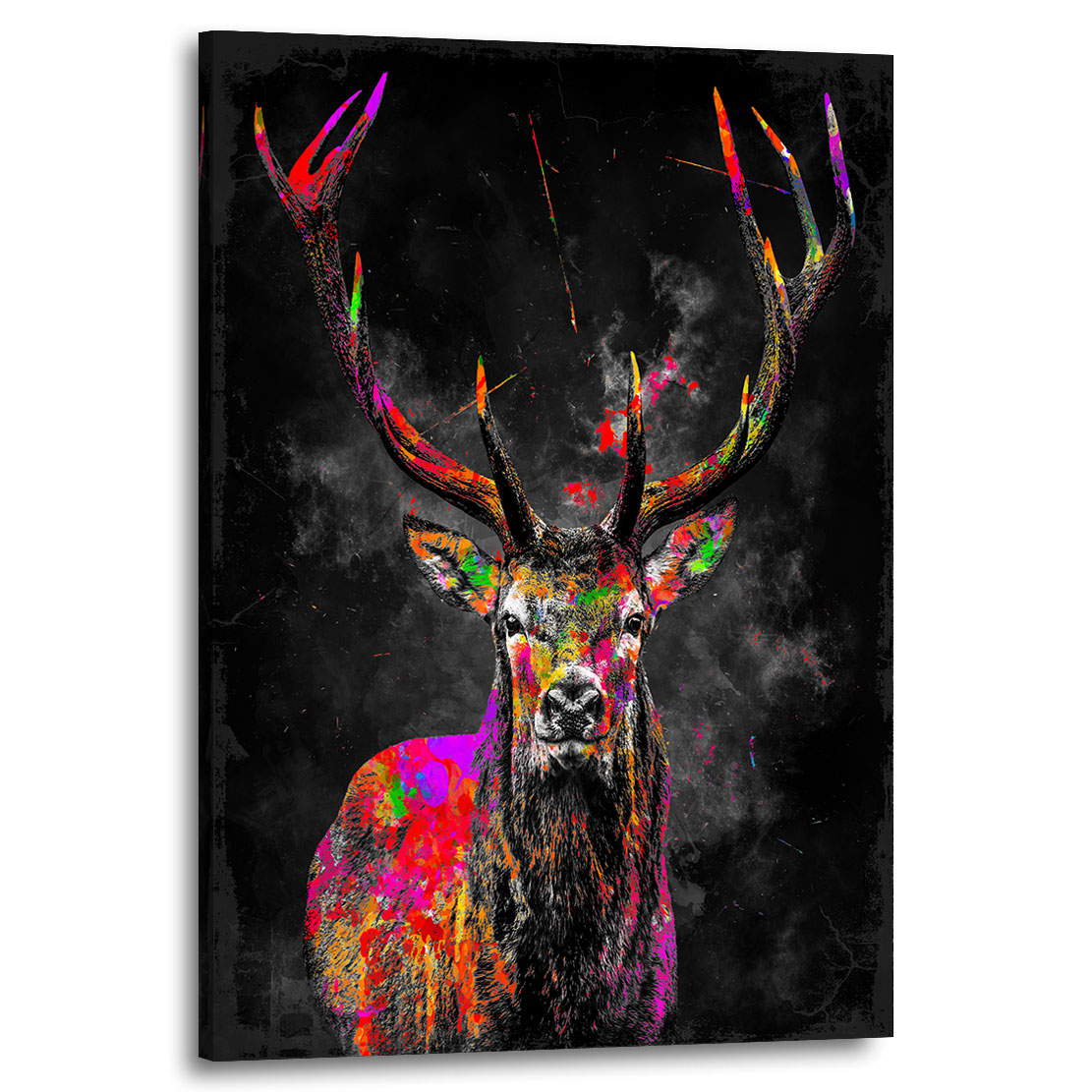 Wandbild Leinwandbild Hirsch Pop Art Color