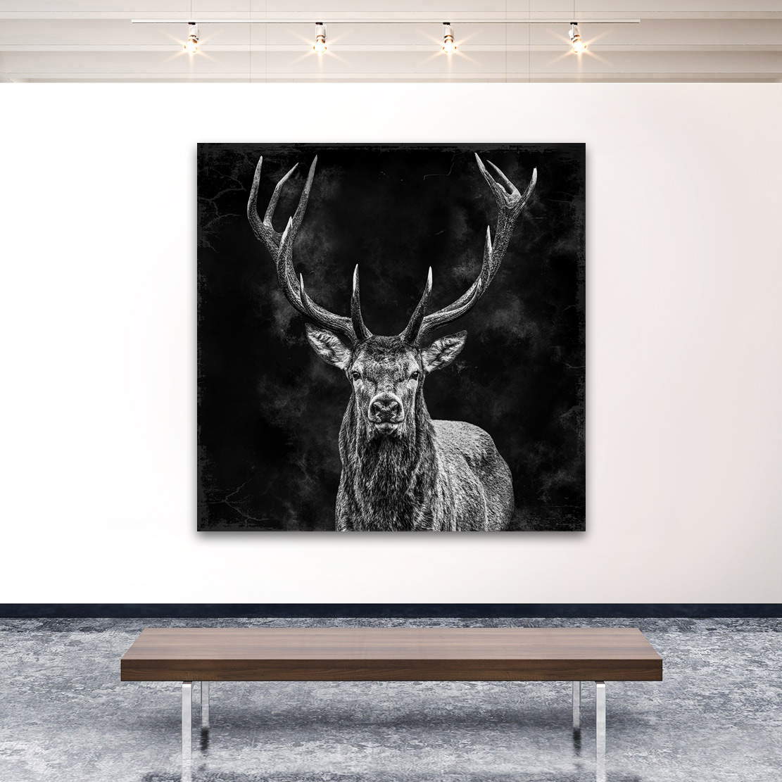 Wandbild Leinwandbild Hirsch Black Smoke
