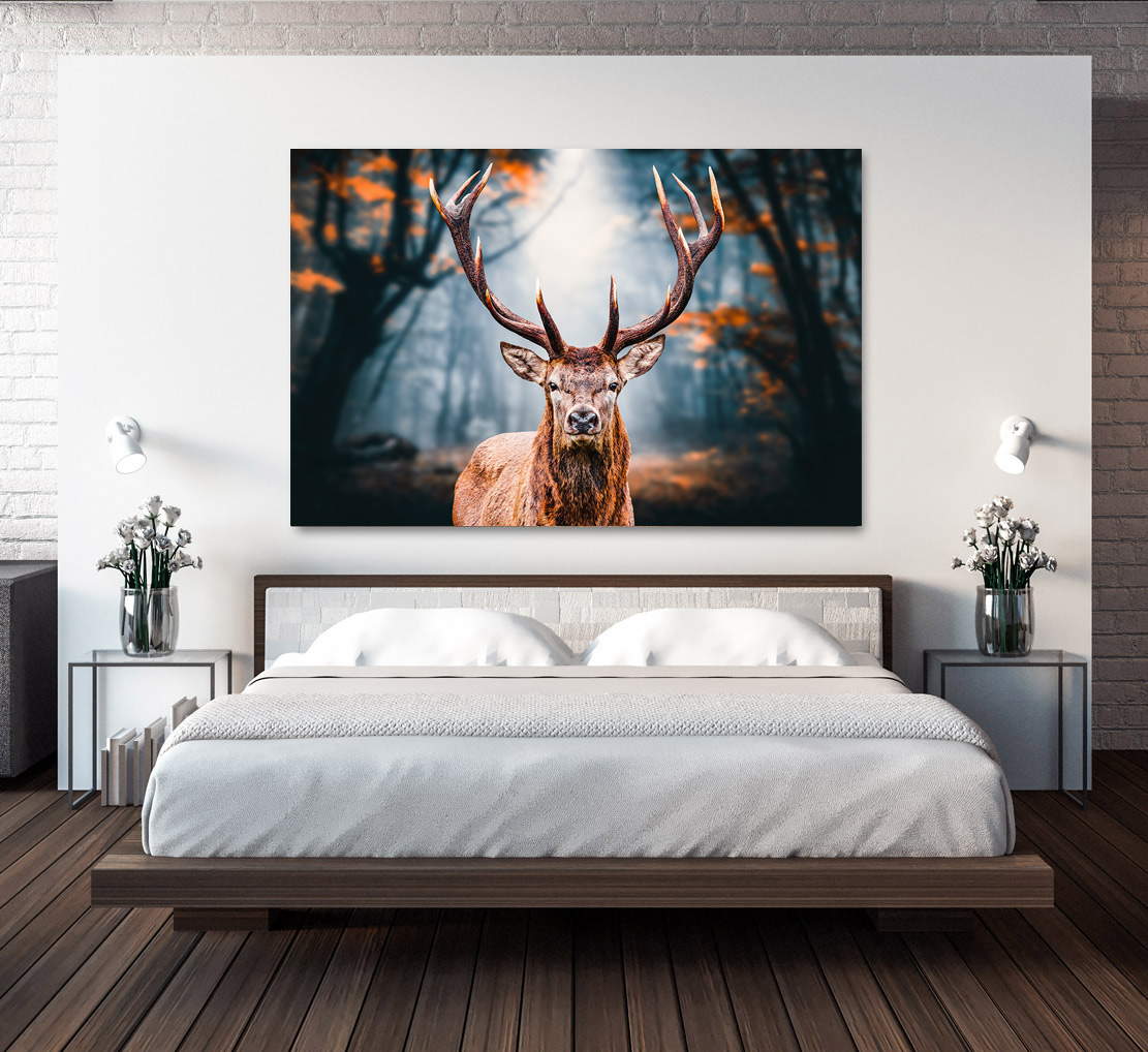 Wandbild Leinwandbild Hirsch Autum