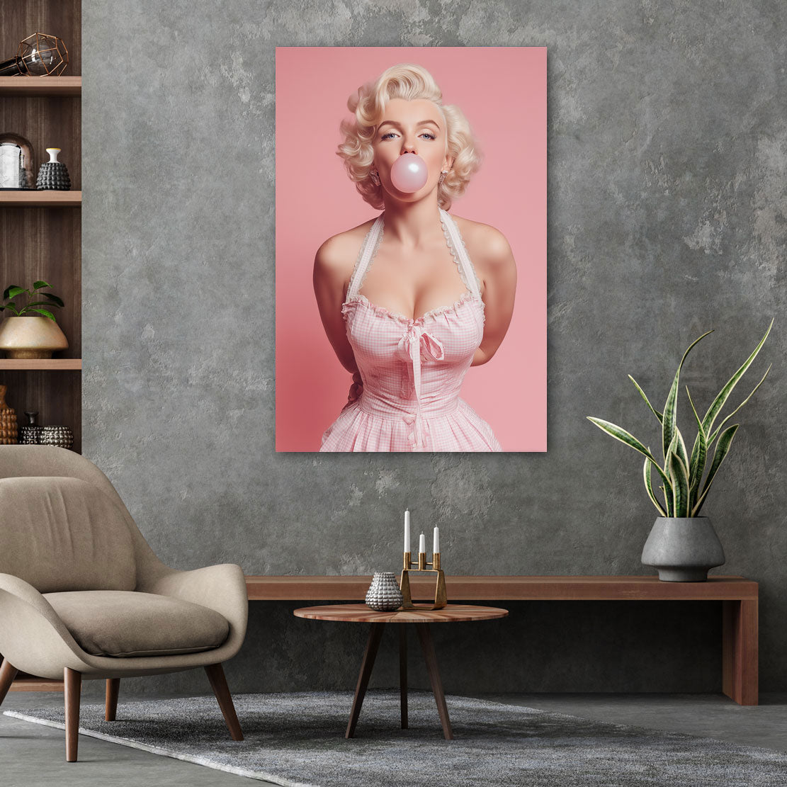 Marilyn Monroe Bubble Gum Portrait Wandbild