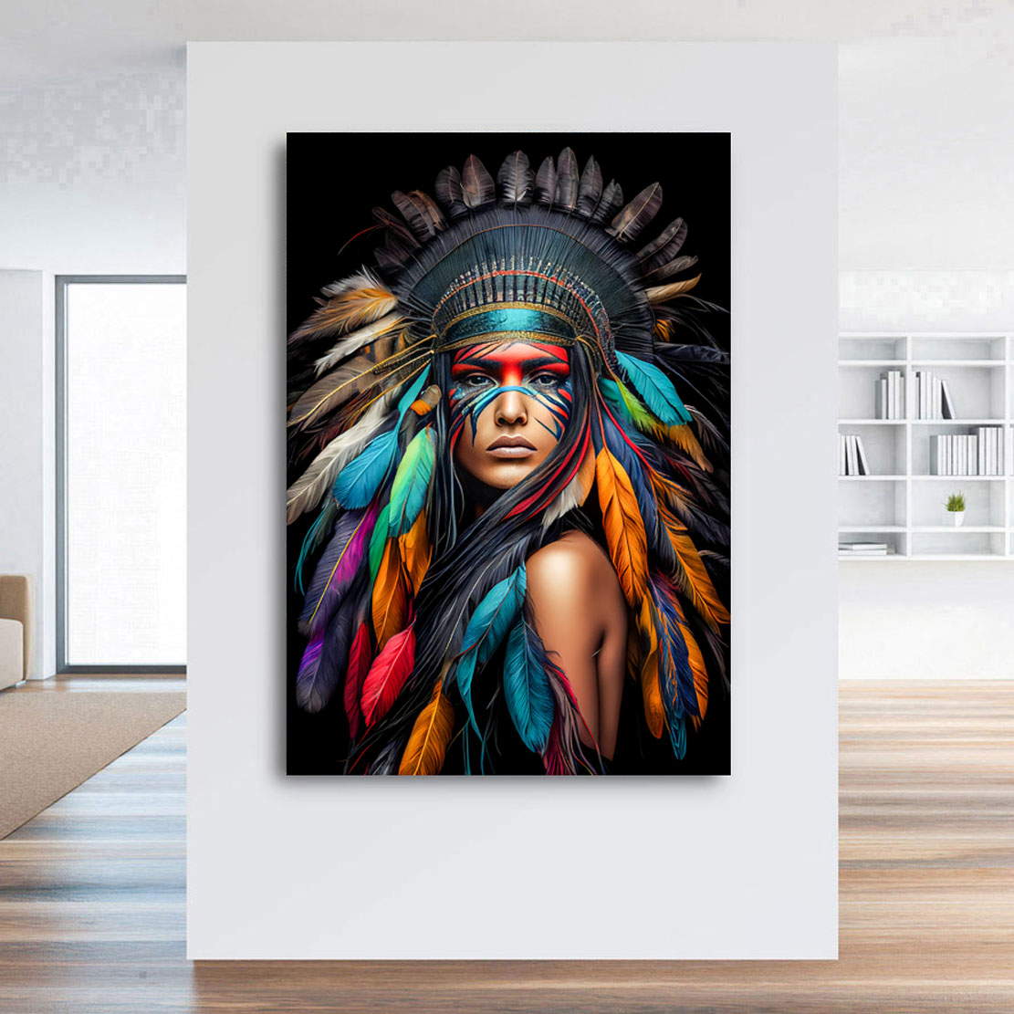 Leinwandbild Sioux Indianerin Color Style