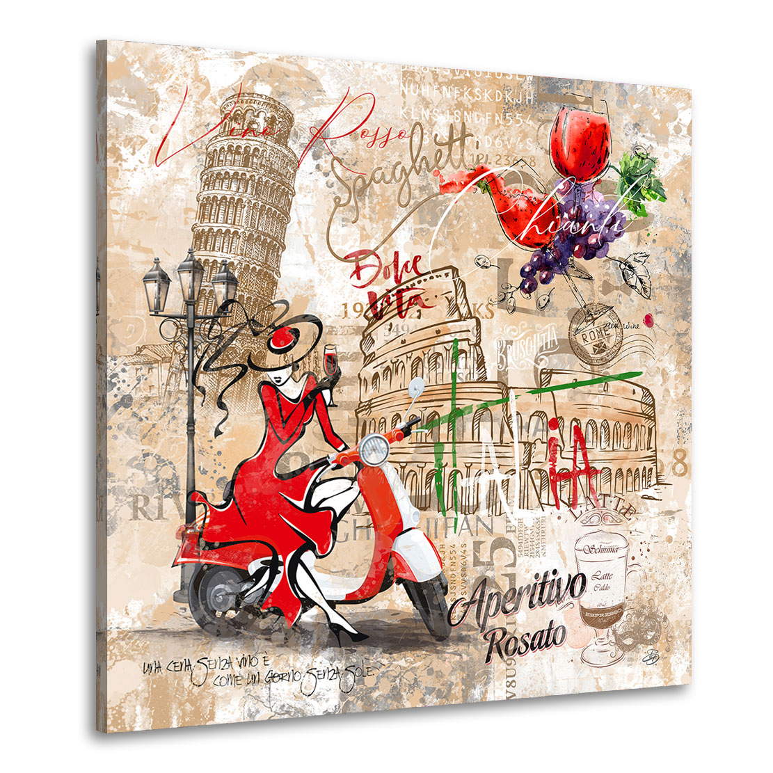 Wandbild Leinwandbild Italien im Pop Art Stil