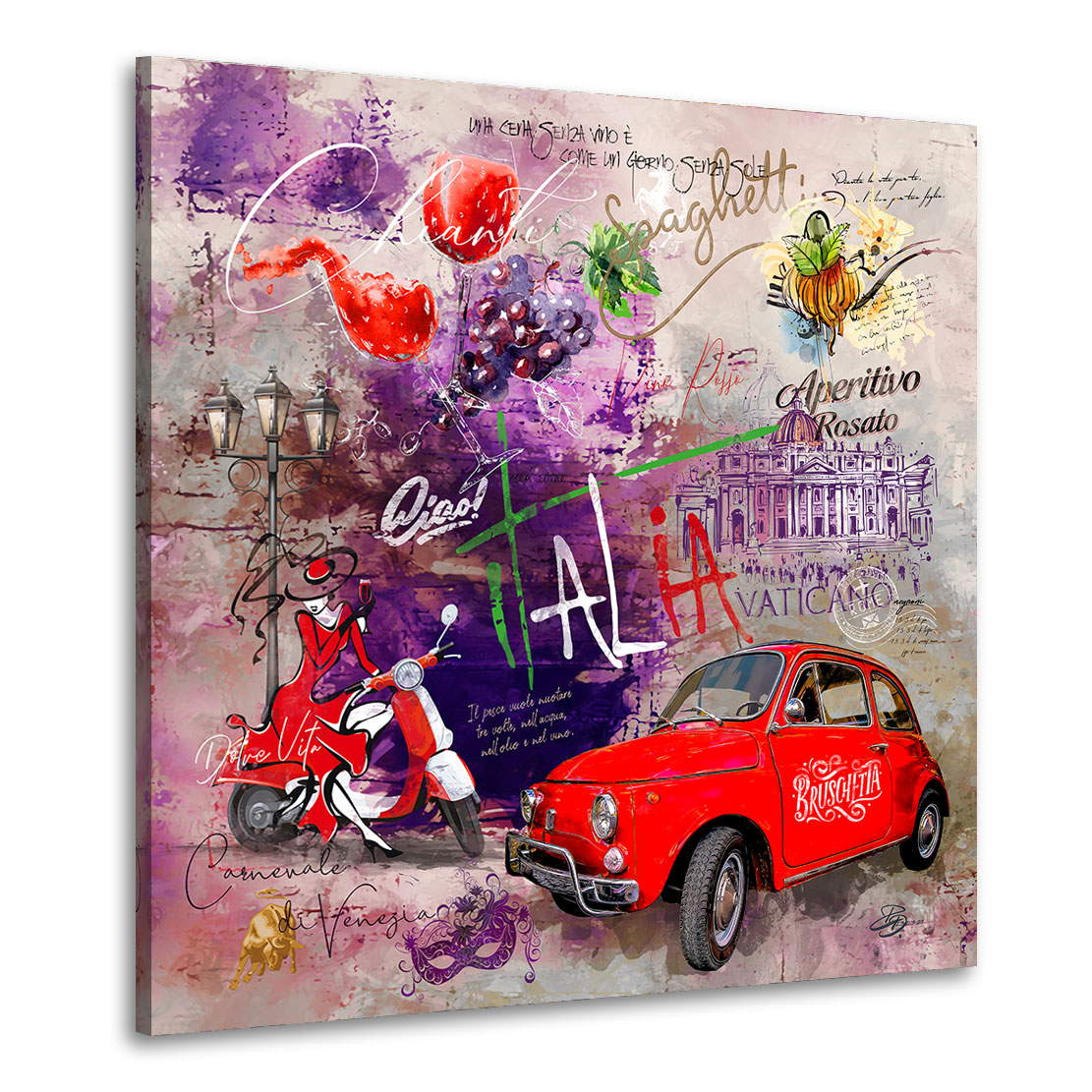 Wandbild Leinwandbild Italien Pop Art Vintage