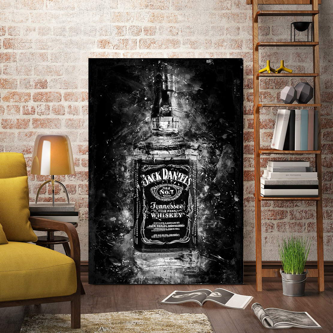 Wandbild Leinwandbild Jack Whiskey black an white