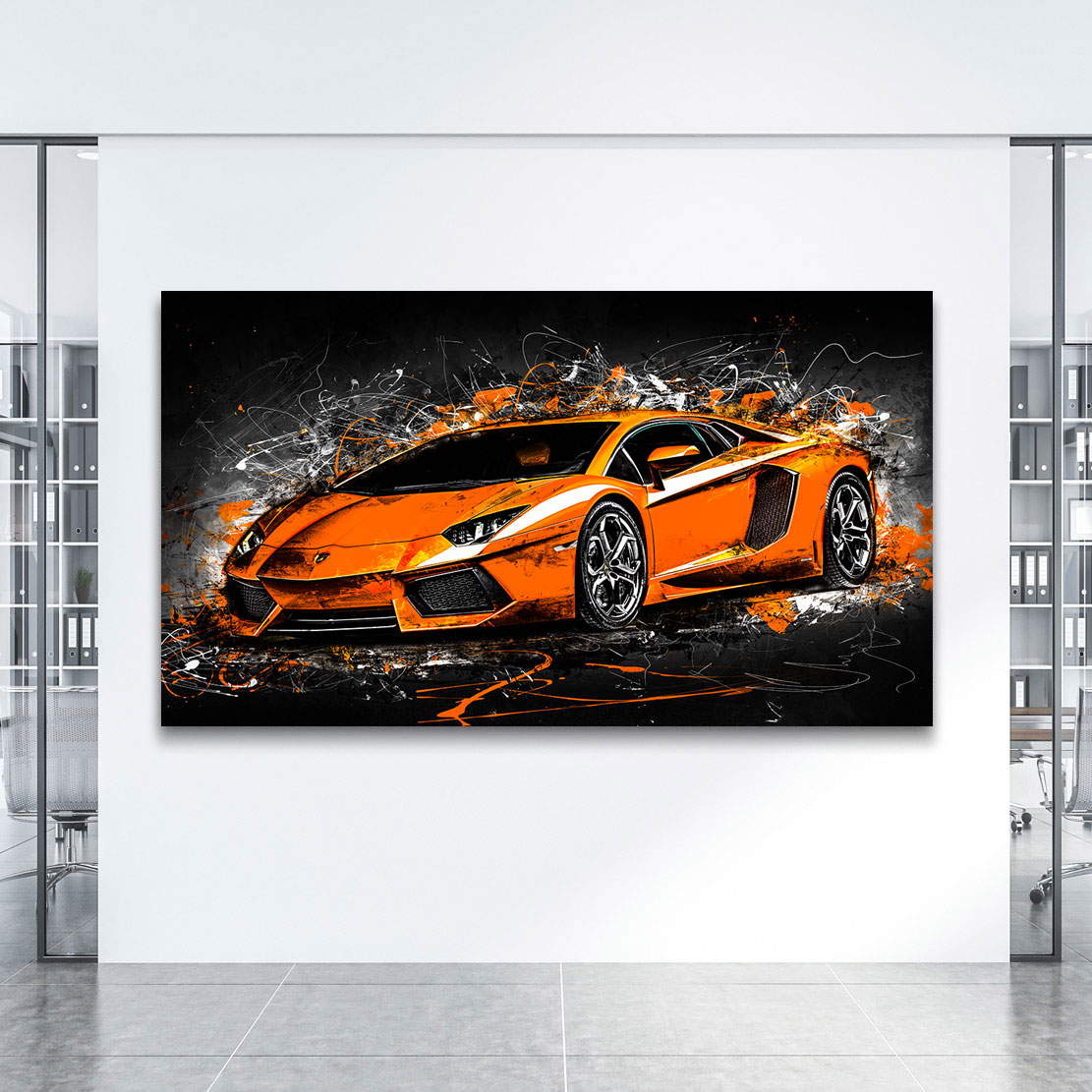 Auto Leinwandbild Lamborghini Abstrakt Orange