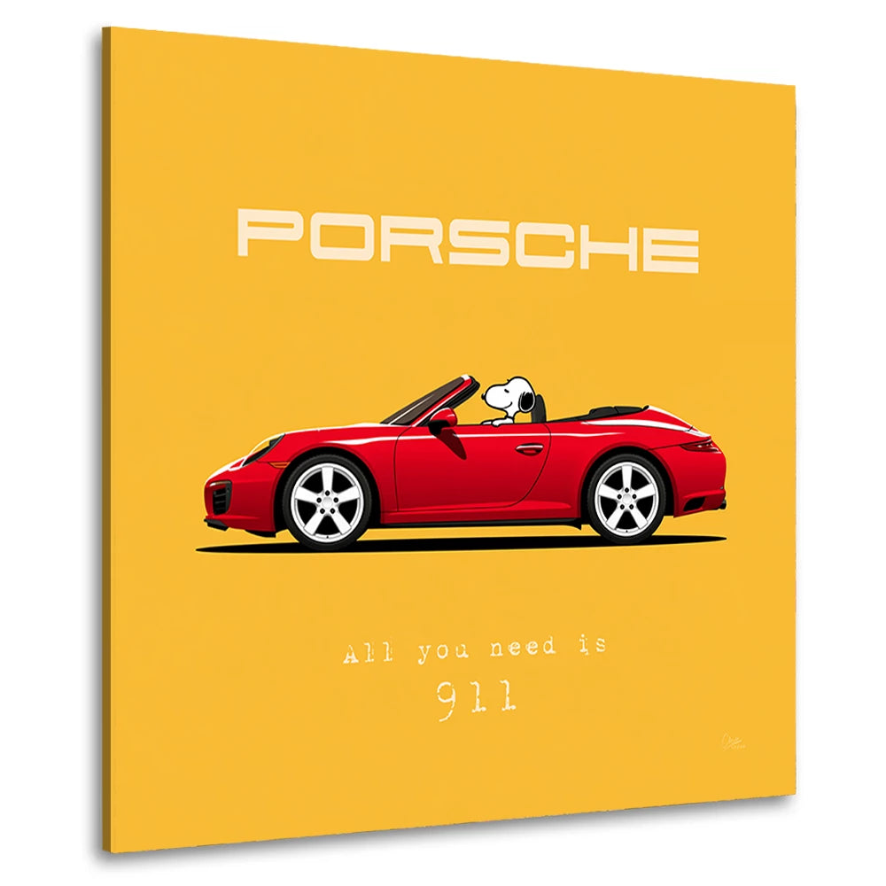 Snoopy Porsche 911 Wandbild