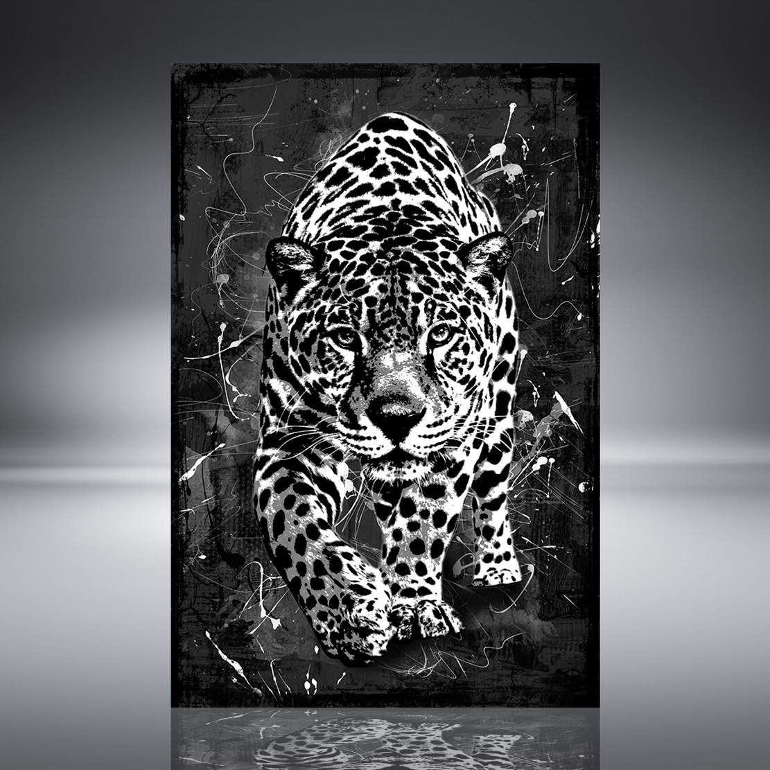 Wandbild Leinwandbild Leopard Abstrakt Black and White
