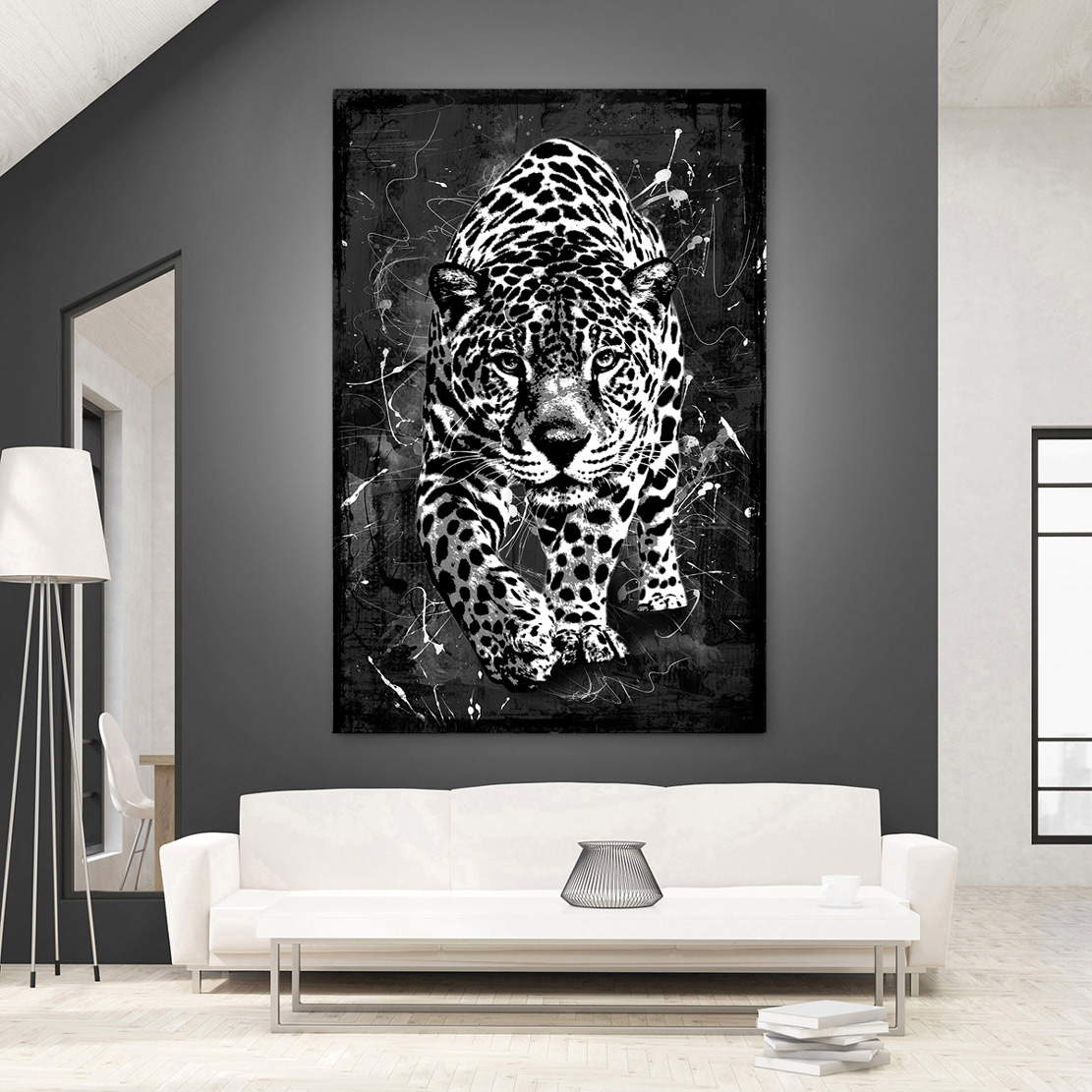 Wandbild Leinwandbild Leopard Abstrakt Black and White
