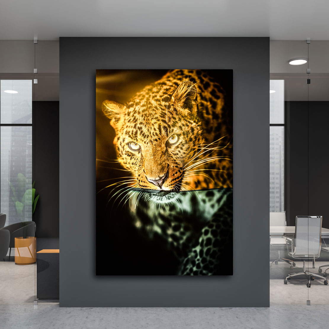 Wandbild Leinwandbild Leopard unter Wasser