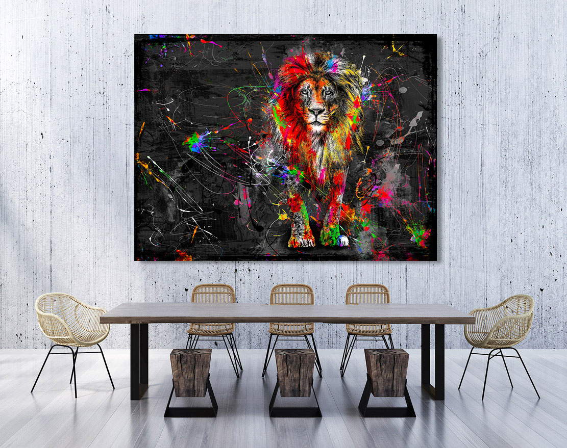 Wandbild Leinwandbild Löwe Abstrakt Paint