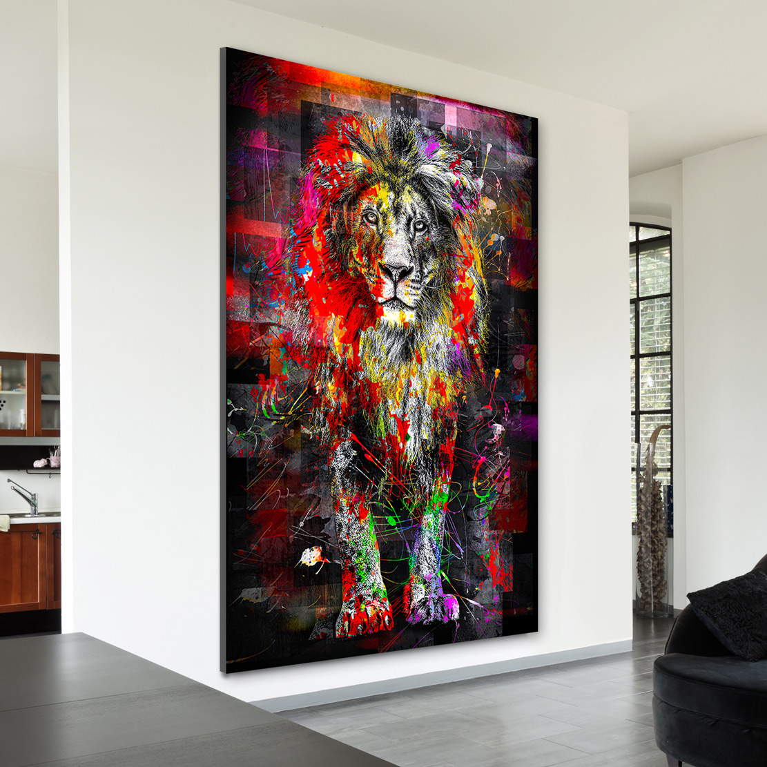 Wandbild Leinwandbild Löwe Abstrakt Faceten