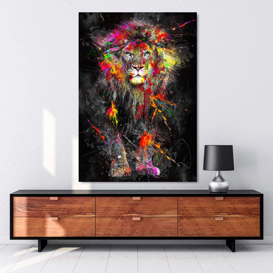 Wandbild Leinwandbild Löwe Paint Splatter