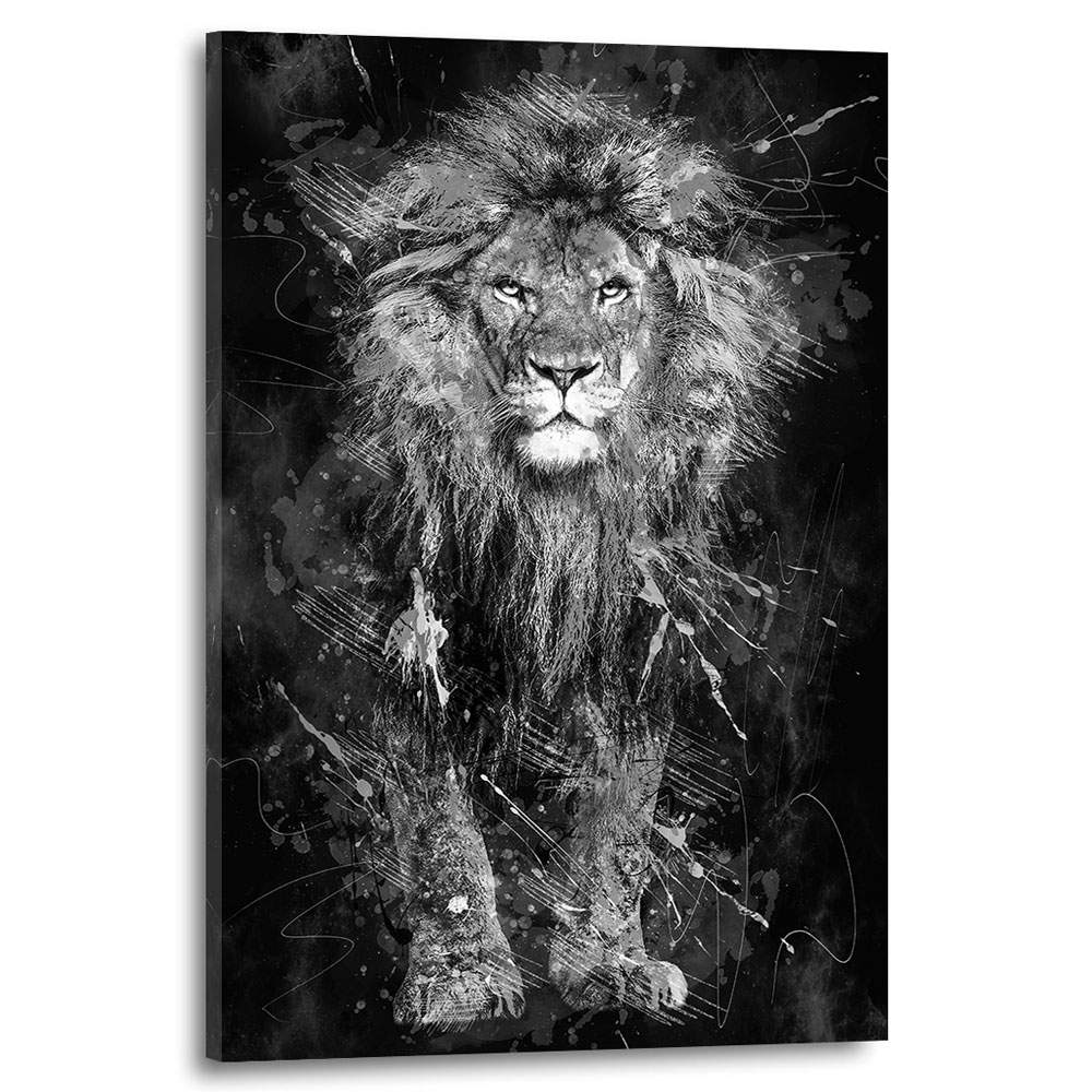Wandbild Leinwandbild Löwe Black and White Splatter