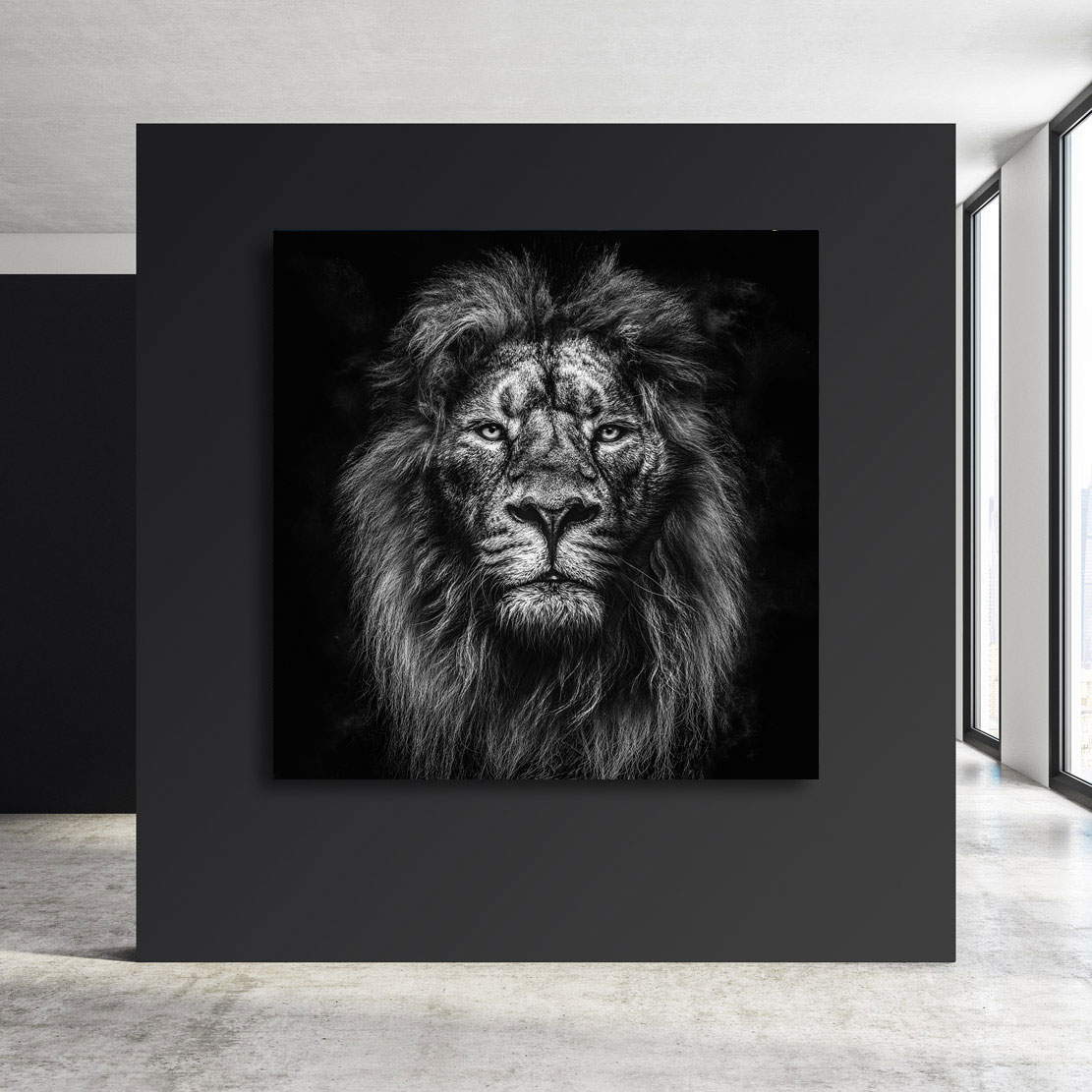 Wandbild Leinwandbild Löwe schwarz weiss