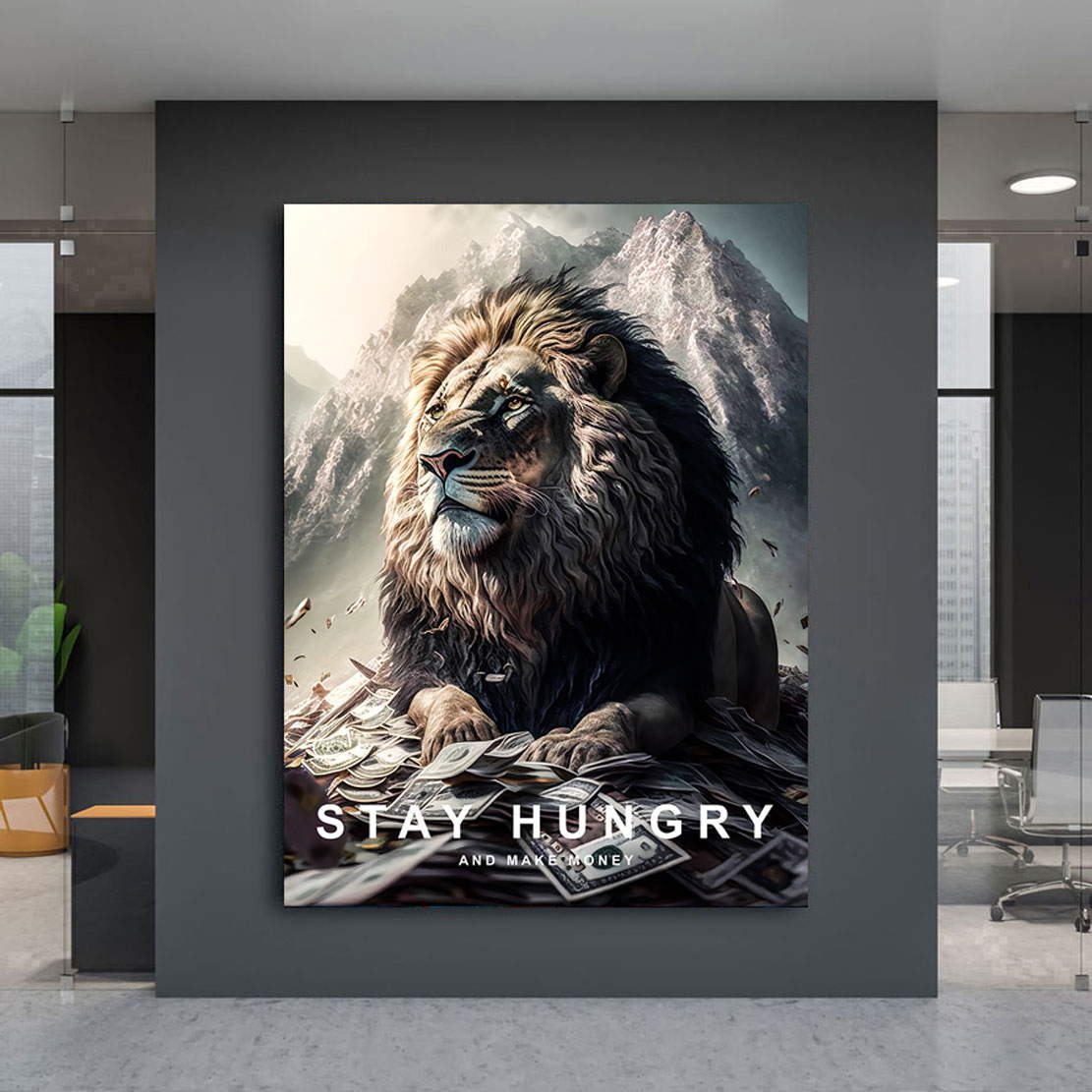 Motivations Leinwandbild Hungry Lion
