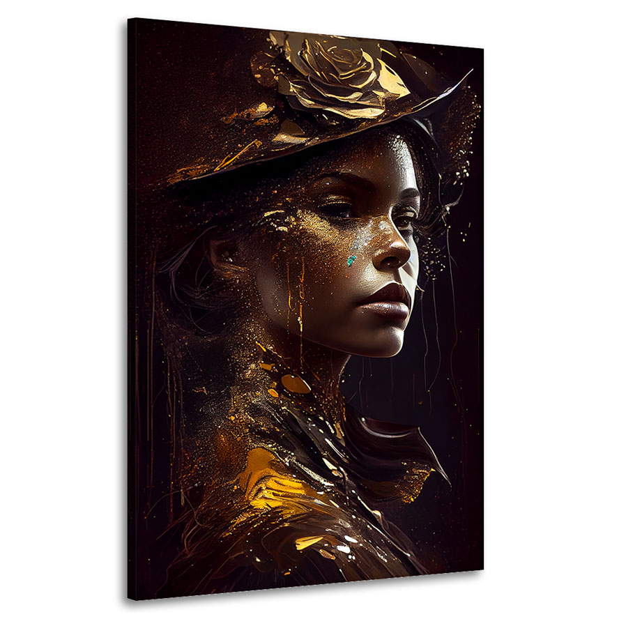 Leinwandbild African Woman Gold Style