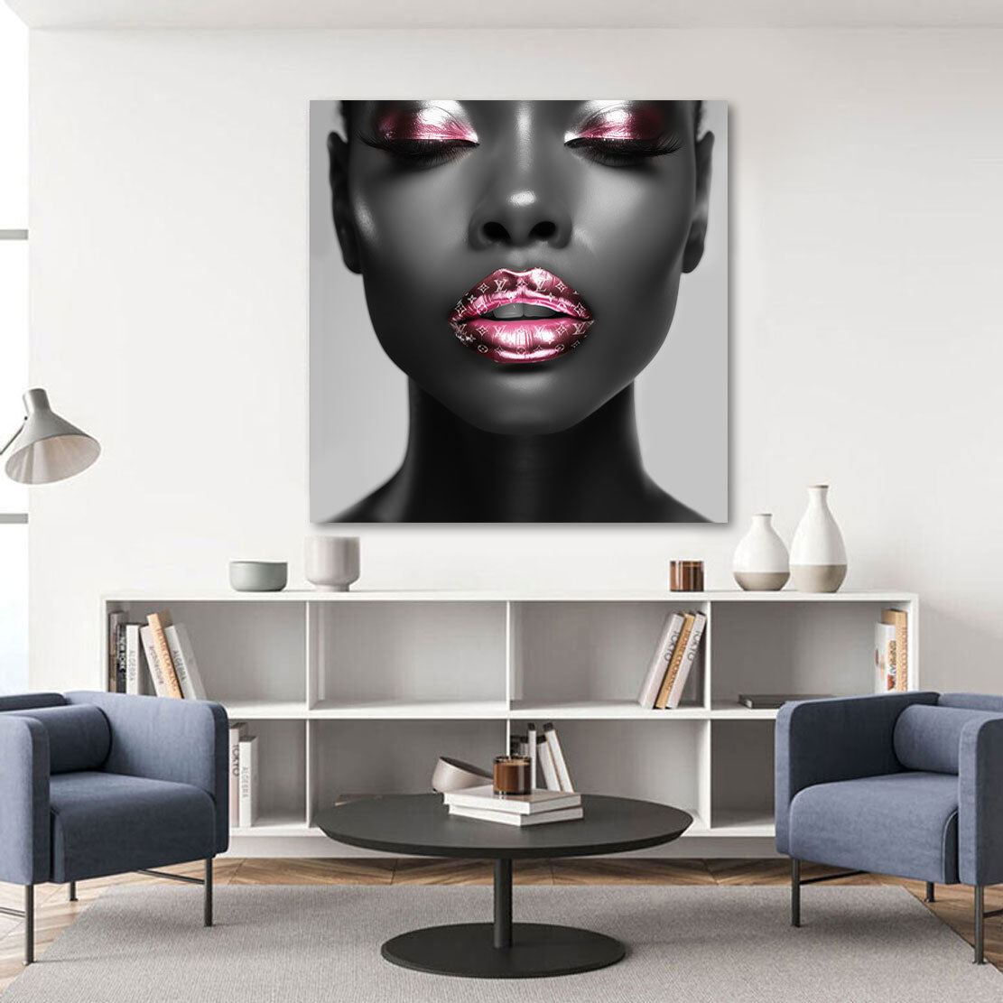 Lifestyle Wandbild Vuitton Lips Dark Style