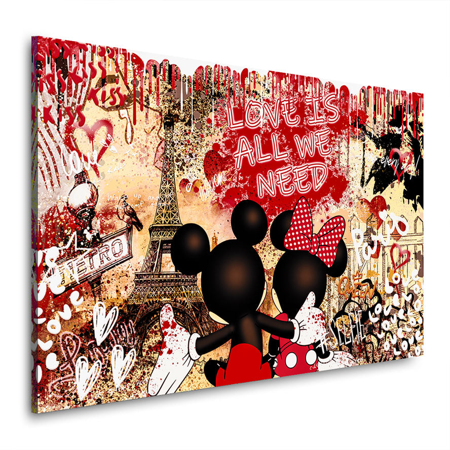Wandbild Leinwandbild Mickey Love is all Retro Style