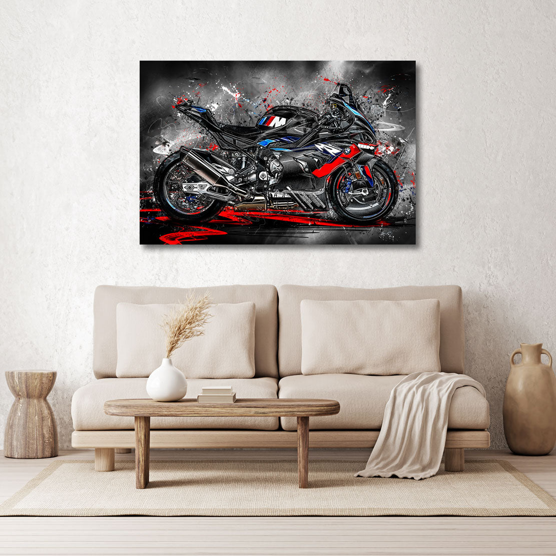 Motorrad Wandbild BMW M1000RR Abstrakt Dark Style
